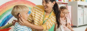 educational audiologist with a student