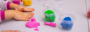 students using playdoh in the classroom